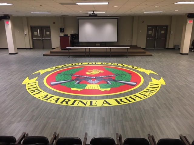 Engineered logo for vinyl and rubber flooring