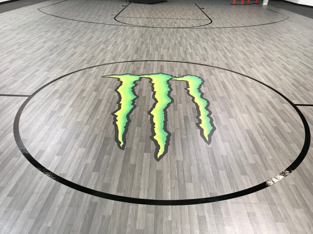 Engineered logo for vinyl and rubber flooring